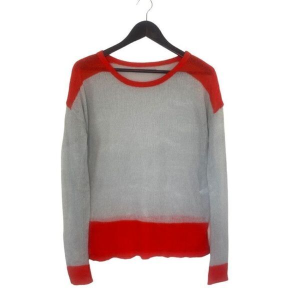 NWOT Rubbish J. Rotten Grey Red Acrylic Crewneck Pullover Unisex Sweater - Picture 3 of 10